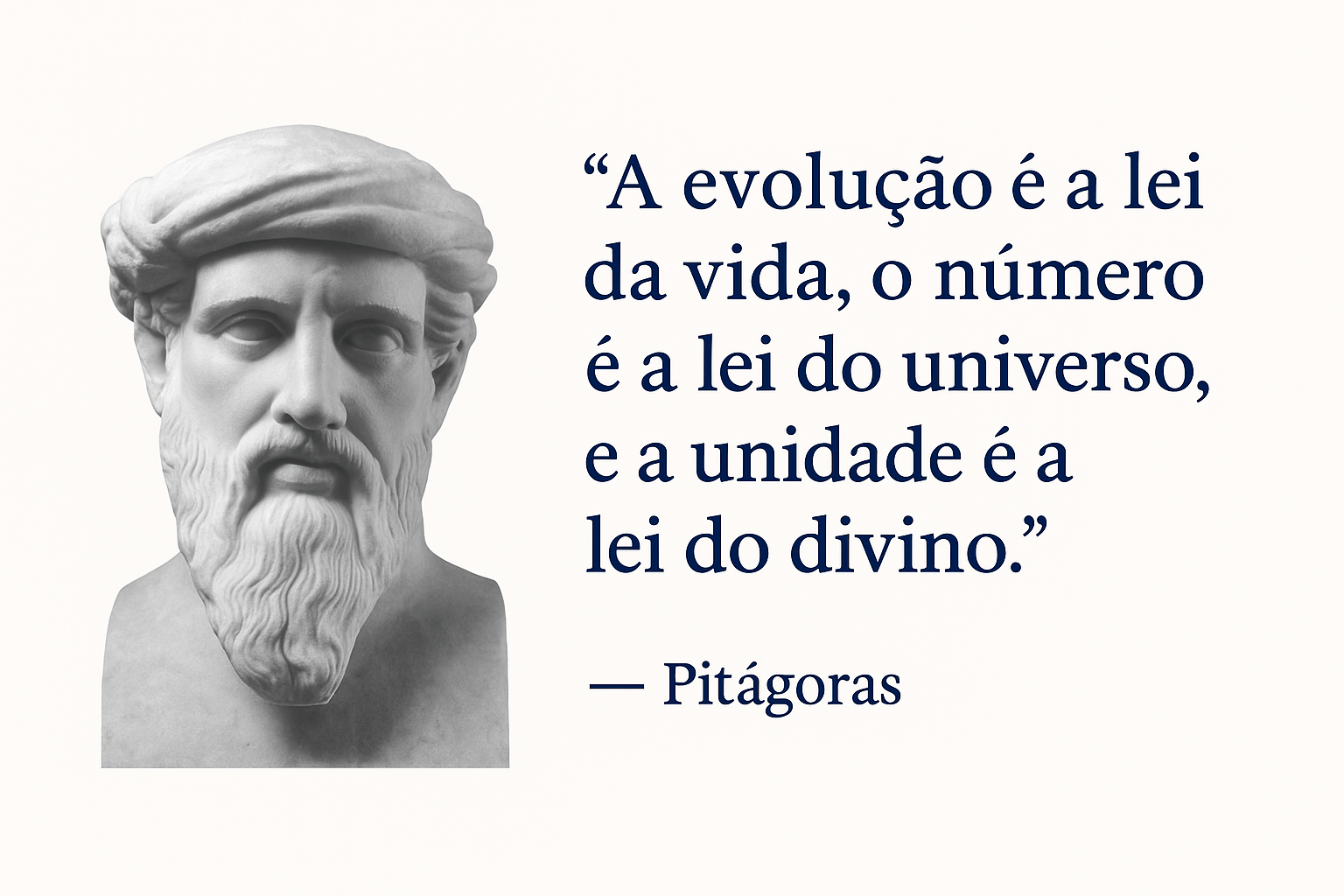 A evolução é a lei da vida, o número é a lei do universo, e a unidade é a lei do divino.